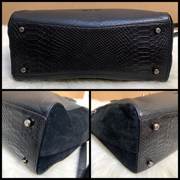 COACH Rare BLAKE CarryAll Black Exotic Python Embossed Leather & Suede F35678 - Picture 14 of 16